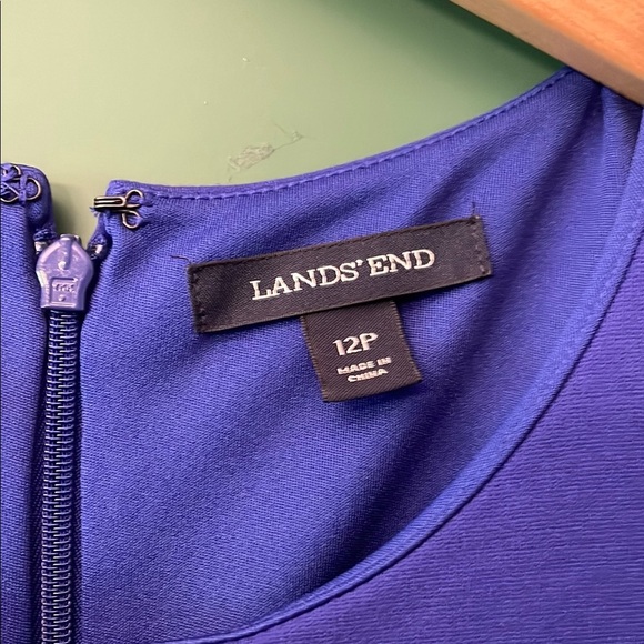 Lands' End Vibrant Blue Sheath Dress with Pockets Womens 12P Petite - Picture 2 of 7
